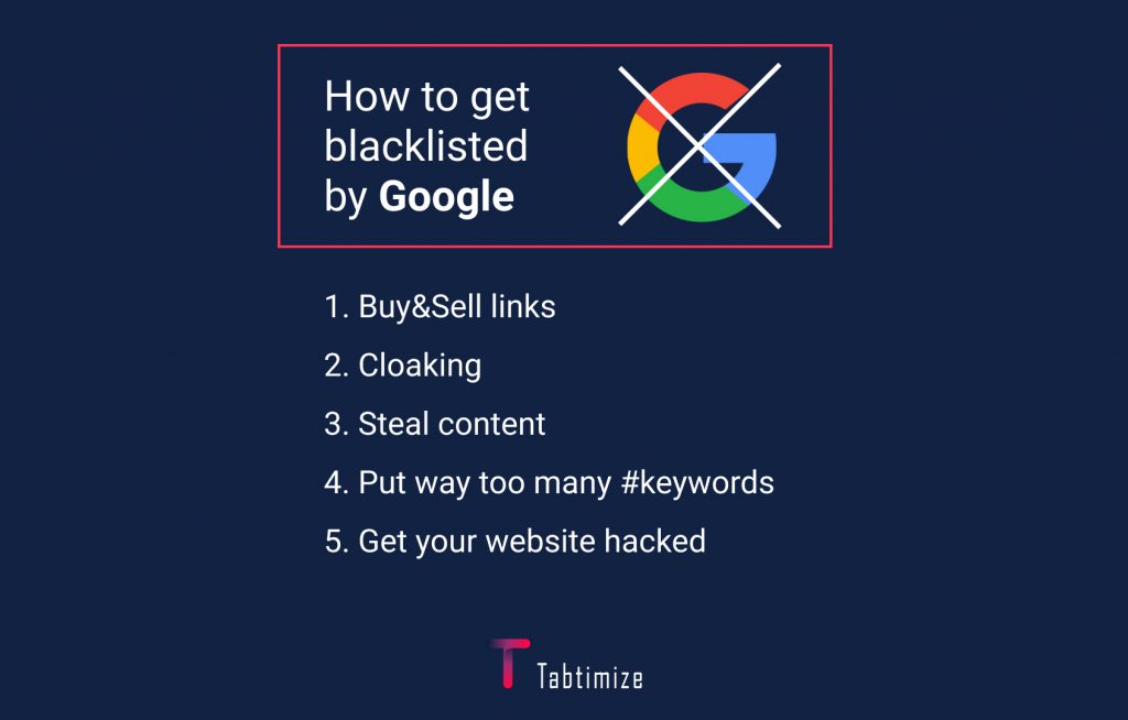 how to get blacklisted by google