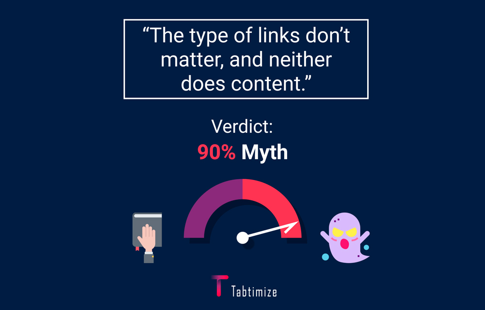 SEO myth 3 - The type of links dont matter, and neither does content